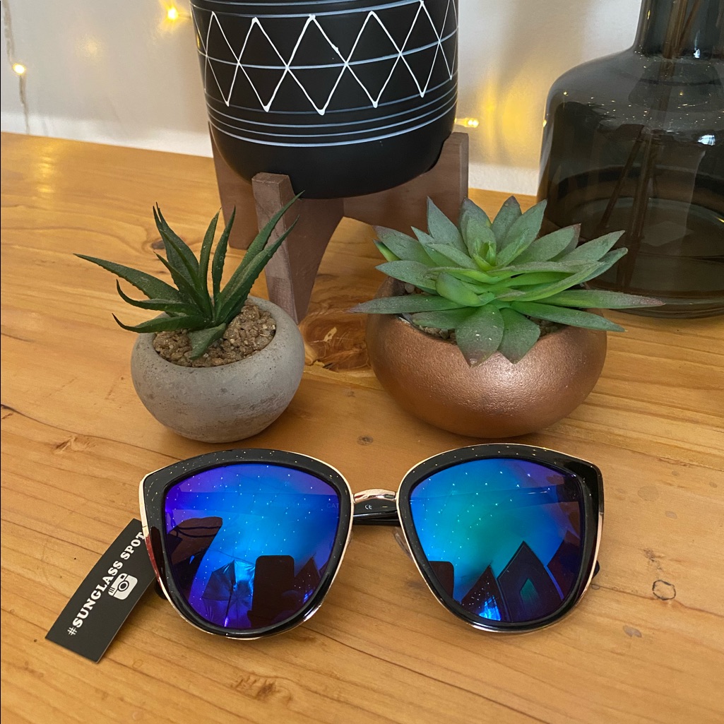 Cat Eye Blue Mirror Sunglasses